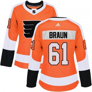 Authentic Adidas Women's Justin Braun Orange Home Jersey - NHL Philadelphia Flyers