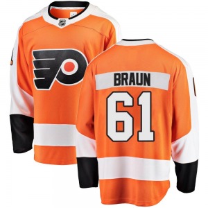 Breakaway Fanatics Branded Youth Justin Braun Orange Home Jersey - NHL Philadelphia Flyers