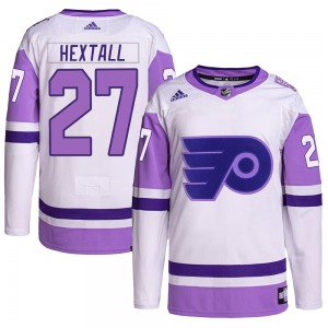 Authentic Adidas Adult Ron Hextall White/Purple Hockey Fights Cancer Primegreen Jersey - NHL Philadelphia Flyers
