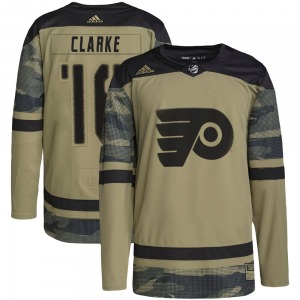 Authentic Adidas Youth Bobby Clarke Camo Military Appreciation Practice Jersey - NHL Philadelphia Flyers