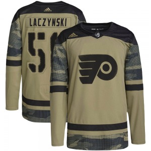 Authentic Adidas Youth Tanner Laczynski Camo Military Appreciation Practice Jersey - NHL Philadelphia Flyers