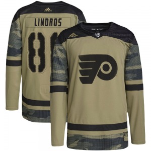 Authentic Adidas Youth Eric Lindros Camo Military Appreciation Practice Jersey - NHL Philadelphia Flyers