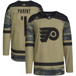 Authentic Adidas Youth Bernie Parent Camo Military Appreciation Practice Jersey - NHL Philadelphia Flyers