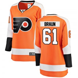 Breakaway Fanatics Branded Women's Justin Braun Orange Home Jersey - NHL Philadelphia Flyers