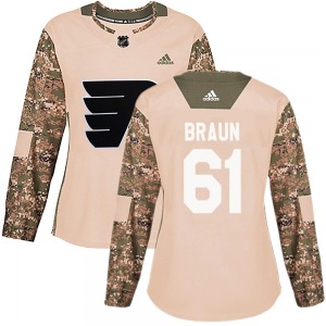 Authentic Adidas Women's Justin Braun Camo Veterans Day Practice Jersey - NHL Philadelphia Flyers