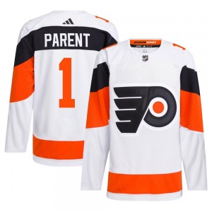 Authentic Adidas Adult Bernie Parent White 2024 Stadium Series Primegreen Jersey - NHL Philadelphia Flyers