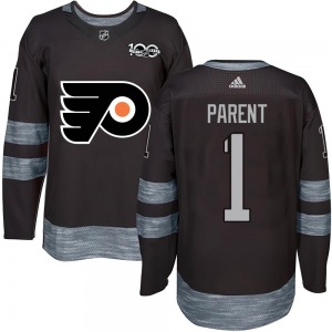 Authentic Youth Bernie Parent Black 1917-2017 100th Anniversary Jersey - NHL Philadelphia Flyers