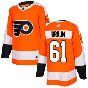 Authentic Adidas Adult Justin Braun Orange Home Jersey - NHL Philadelphia Flyers