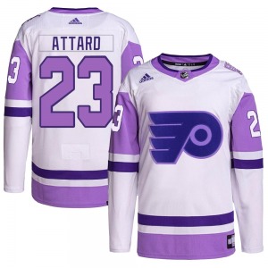 Authentic Adidas Youth Ronnie Attard White/Purple Hockey Fights Cancer Primegreen Jersey - NHL Philadelphia Flyers