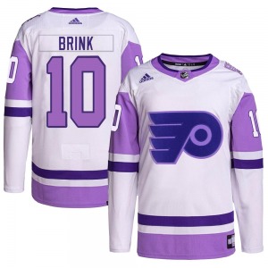 Authentic Adidas Youth Bobby Brink White/Purple Hockey Fights Cancer Primegreen Jersey - NHL Philadelphia Flyers