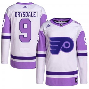 Authentic Adidas Youth Jamie Drysdale White/Purple Hockey Fights Cancer Primegreen Jersey - NHL Philadelphia Flyers