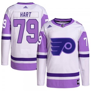 Authentic Adidas Youth Carter Hart White/Purple Hockey Fights Cancer Primegreen Jersey - NHL Philadelphia Flyers
