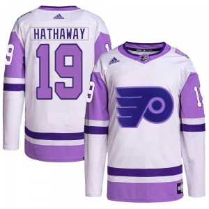 Authentic Adidas Youth Garnet Hathaway White/Purple Hockey Fights Cancer Primegreen Jersey - NHL Philadelphia Flyers