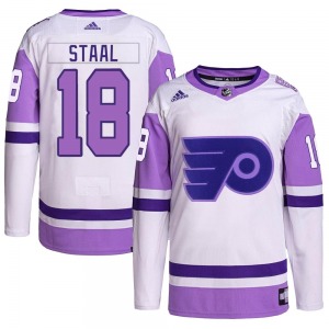 Authentic Adidas Youth Marc Staal White/Purple Hockey Fights Cancer Primegreen Jersey - NHL Philadelphia Flyers
