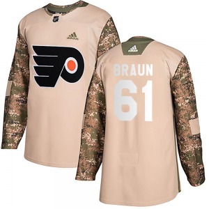 Authentic Adidas Youth Justin Braun Camo Veterans Day Practice Jersey - NHL Philadelphia Flyers