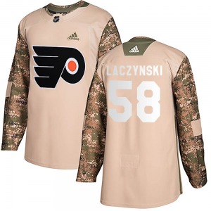 Authentic Adidas Youth Tanner Laczynski Camo Veterans Day Practice Jersey - NHL Philadelphia Flyers