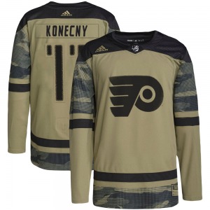 Authentic Adidas Adult Travis Konecny Camo Military Appreciation Practice Jersey - NHL Philadelphia Flyers