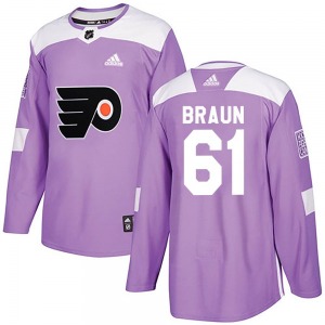Authentic Adidas Adult Justin Braun Purple Fights Cancer Practice Jersey - NHL Philadelphia Flyers