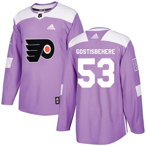 Authentic Adidas Youth Shayne Gostisbehere Purple Fights Cancer Practice Jersey - NHL Philadelphia Flyers