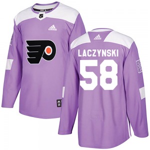 Authentic Adidas Youth Tanner Laczynski Purple Fights Cancer Practice Jersey - NHL Philadelphia Flyers