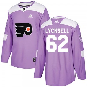 Authentic Adidas Youth Olle Lycksell Purple Fights Cancer Practice Jersey - NHL Philadelphia Flyers