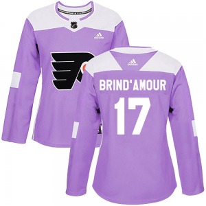 Authentic Adidas Women's Rod Brind'amour Purple Rod Brind'Amour Fights Cancer Practice Jersey - NHL Philadelphia Flyers