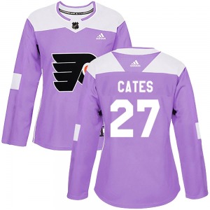 Authentic Adidas Women's Noah Cates Purple Fights Cancer Practice Jersey - NHL Philadelphia Flyers