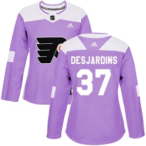 Authentic Adidas Women's Eric Desjardins Purple Fights Cancer Practice Jersey - NHL Philadelphia Flyers