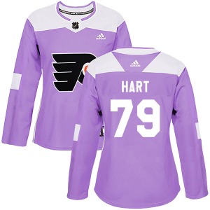 Authentic Adidas Women's Carter Hart Purple Fights Cancer Practice Jersey - NHL Philadelphia Flyers