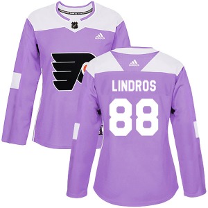 Authentic Adidas Women's Eric Lindros Purple Fights Cancer Practice Jersey - NHL Philadelphia Flyers