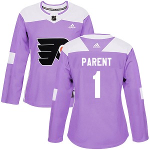Authentic Adidas Women's Bernie Parent Purple Fights Cancer Practice Jersey - NHL Philadelphia Flyers