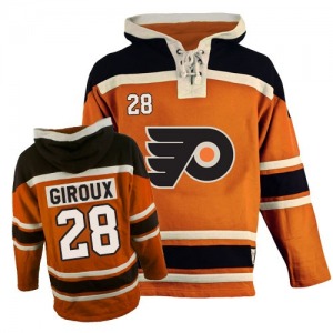 Authentic Youth Claude Giroux Orange Old Time Hockey Sawyer Hooded Sweatshirt - NHL Philadelphia Flyers