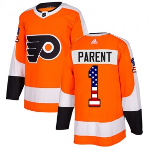 Authentic Adidas Youth Bernie Parent Orange USA Flag Fashion Jersey - NHL Philadelphia Flyers