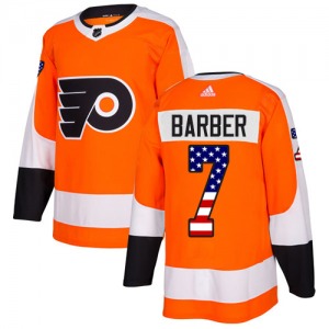 Authentic Adidas Youth Bill Barber Orange USA Flag Fashion Jersey - NHL Philadelphia Flyers