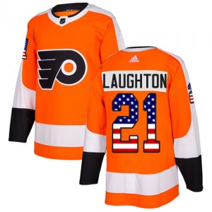 Authentic Adidas Youth Scott Laughton Orange USA Flag Fashion Jersey - NHL Philadelphia Flyers