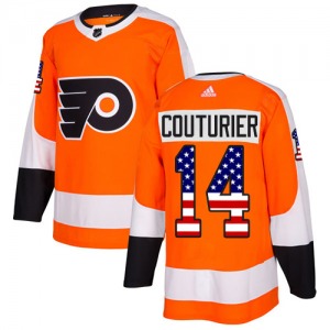 Authentic Adidas Youth Sean Couturier Orange USA Flag Fashion Jersey - NHL Philadelphia Flyers