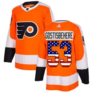 Authentic Adidas Youth Shayne Gostisbehere Orange USA Flag Fashion Jersey - NHL Philadelphia Flyers