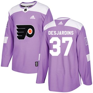 Authentic Adidas Adult Eric Desjardins Purple Fights Cancer Practice Jersey - NHL Philadelphia Flyers